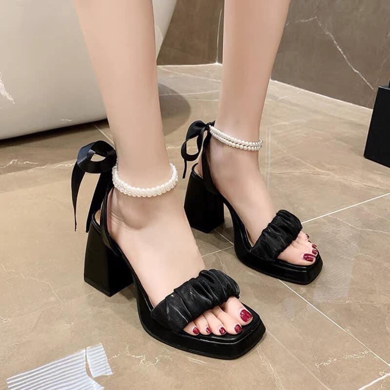 Sandanl quai hậu cườm đúp 2 cm gót vuông 9 cm bigsize 40-44