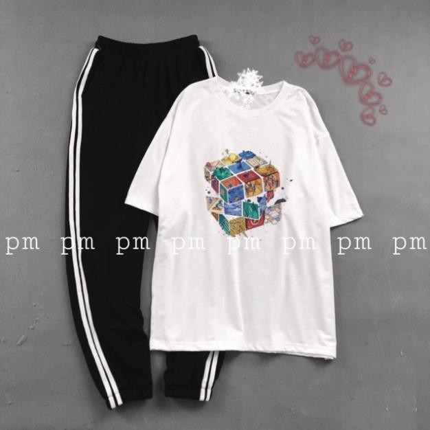 CHUYÊN SỈ Sét áo hình xoay +quần sọc bo gấu MTK