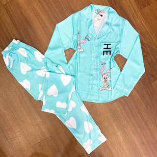 Pijama lụa - Đồ ngủ mặc nhà tay dài lụa cao cấp mát mịn PJ455