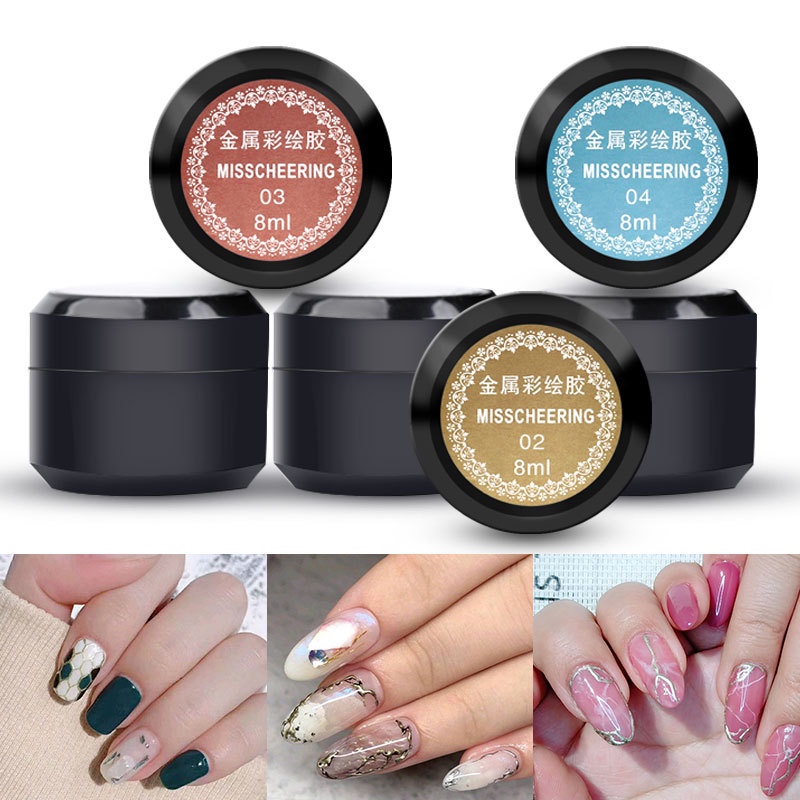 Gel metan vẽ viền móng siêu đặc, gel nhũ trang trí móng tay nghệ thuật, hũ 8ml