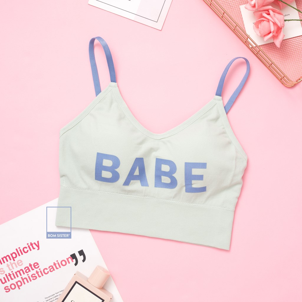 Áo lót thể thao mút mỏng croptop khoét lưng hoạ tiết chữ nâng ngực tự nhiên BOM SISTER BR886 | BigBuy360 - bigbuy360.vn