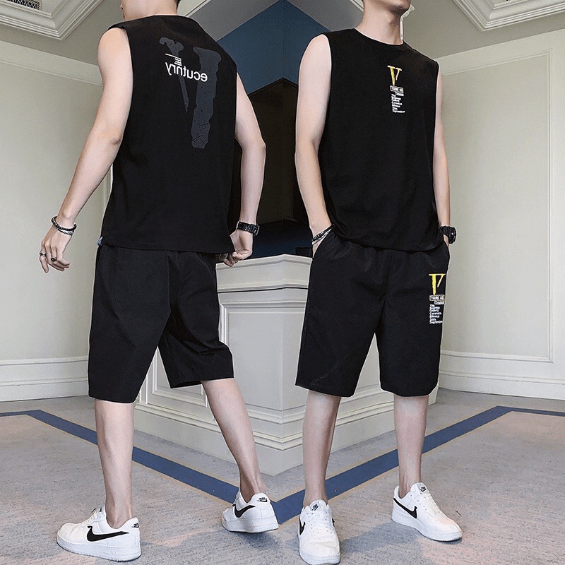 Đồ bộ hè nam 3 lỗ in V cực chất bigsize dành cho nam nữ mặc nhà thể thao tập gym du lịch đi biển siêu đẹp CHP