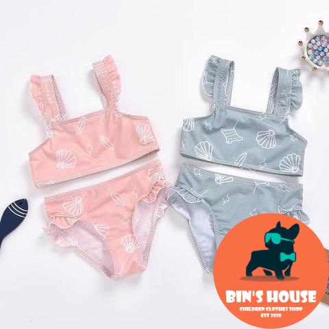 BÁN SỈ  SET 2 BỘ BIKINI ĐI BIỂN CHO BÉ GÁI HỒNG XÁM