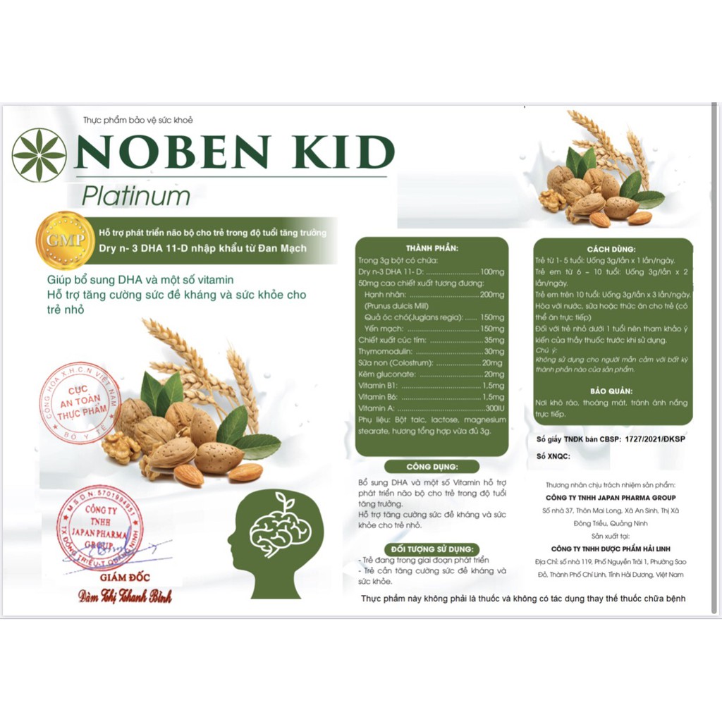Cốm trí não Noben Kid (Hộp 30 gói)