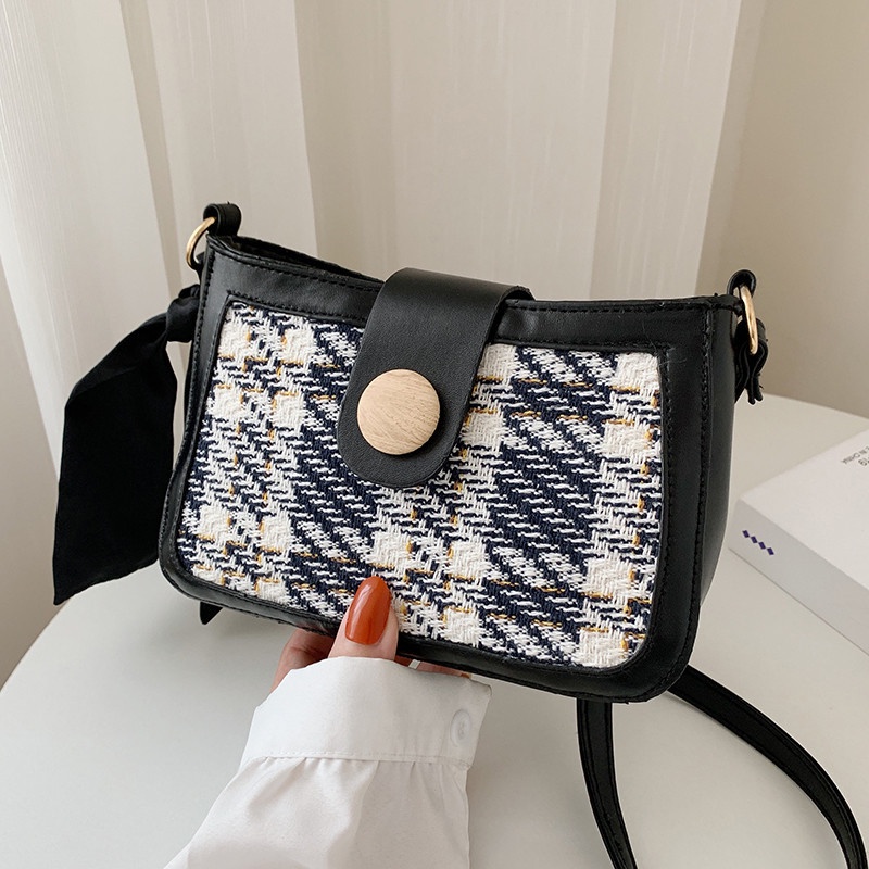 Túi đeo chéo nhỏ họa tiết sọc caro thời trang mùa hè 2021 cho nữ