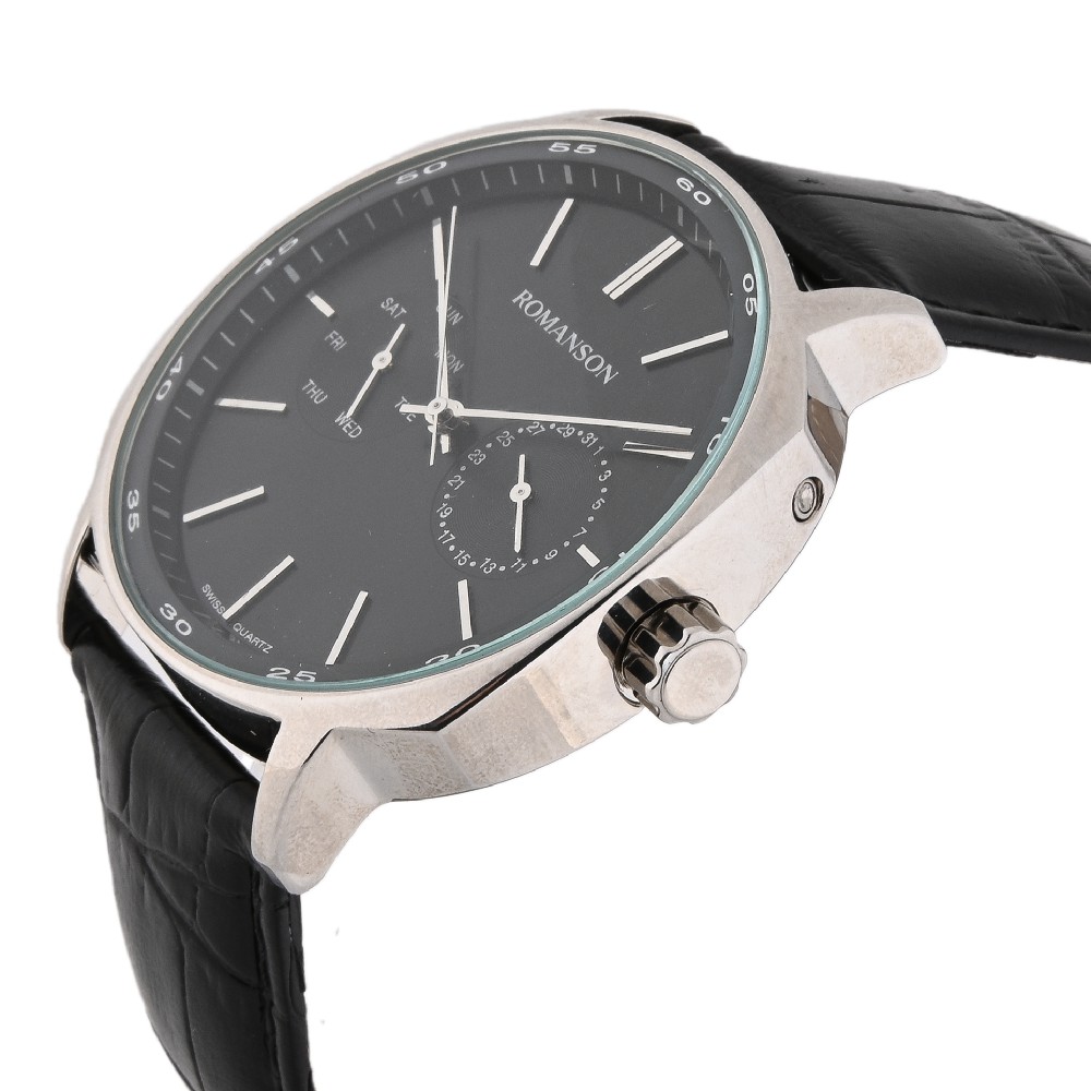 Đồng hồ Romanson Men Watch TL1204BMWBK nam máy Thụy Sĩ chống nước, mặt kính chống xước, dây da cao cấp chính hãng