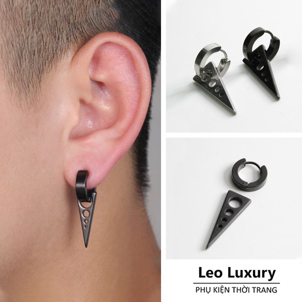 Khuyên tai tam giác cho nam nữ, thép titan siêu bền, không dị ứng, không gỉ ,thoải mái không gây dị ứng