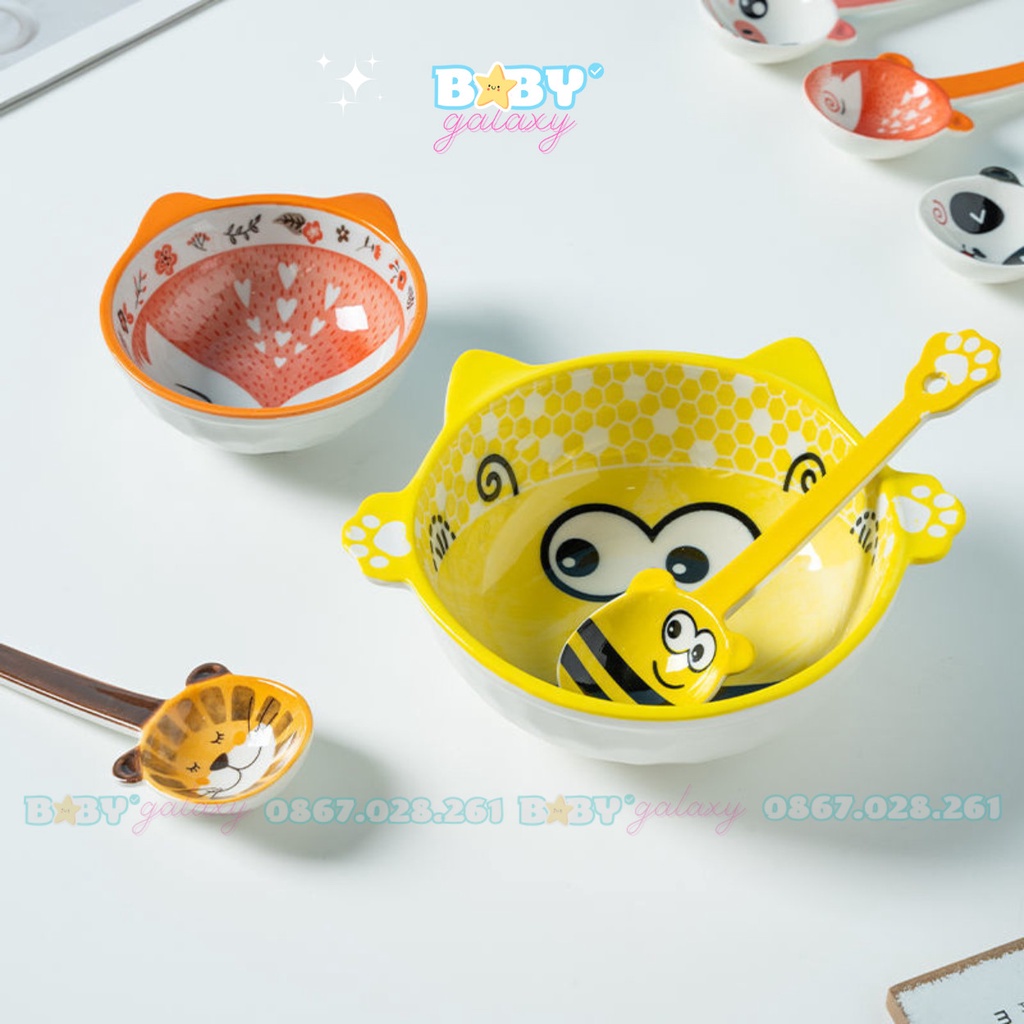 Chén Bát Ăn Dặm Gốm Sứ Hình Thú Size To 350ml Cho Bé - Babygalaxy