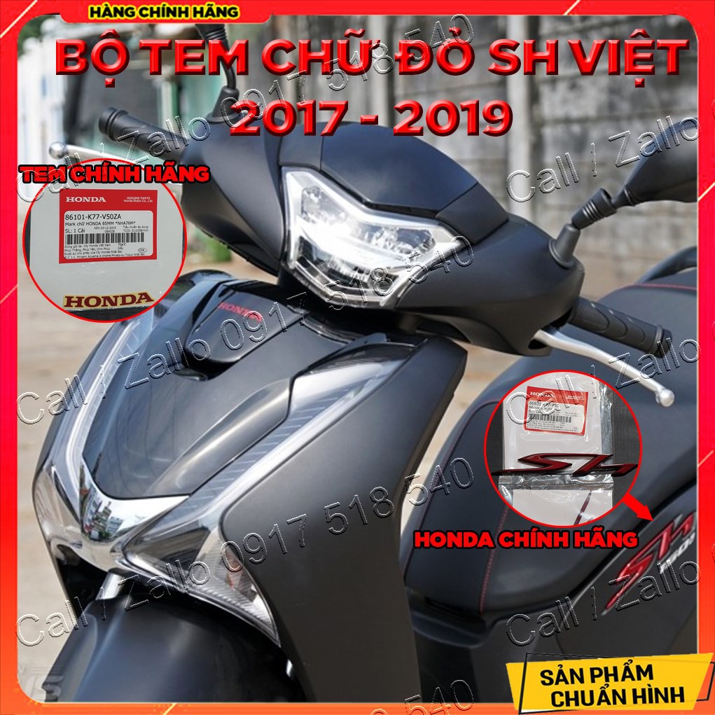 ✅ Combo Bộ Tem Chữ Đỏ SH việt 2017 - 2019 - 𝐭𝐞𝐦 𝐇𝐎𝐍𝐃𝐀 𝐜𝐡𝐢́𝐧𝐡 𝐡𝐚̃𝐧𝐠 ( gồm tem chữ HONDA và chữ SH ) ✅