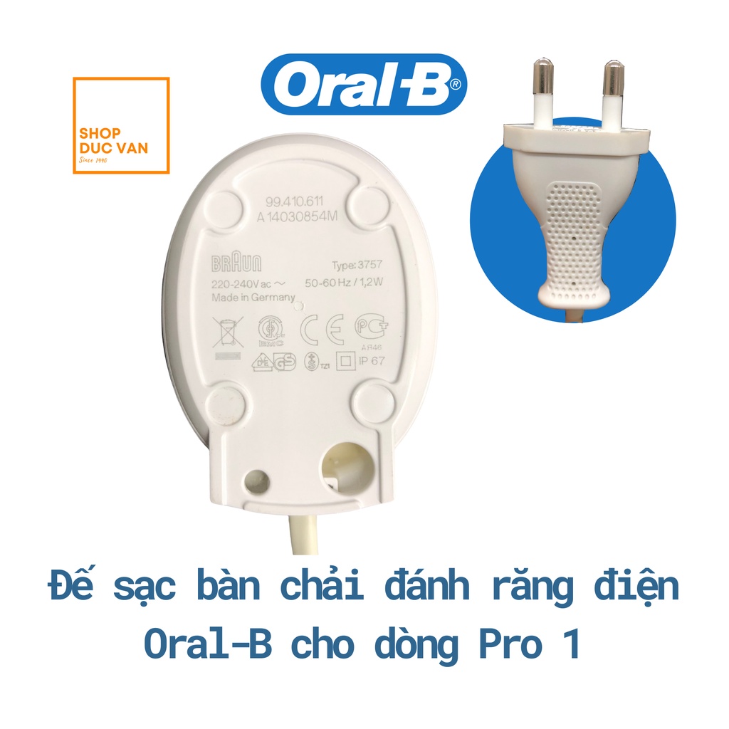 Đế Sạc Bàn Chải Đánh Răng Điện Oral-B D16 Pro 600 Pro 650 Pro 650 Pro 1 700 Pro 1 750  - Bảo Hành 12 Tháng