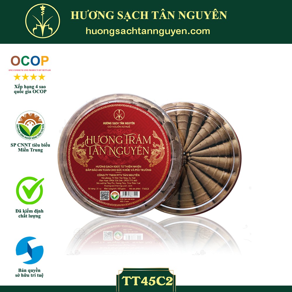 Nhang Nụ Trầm Hương Sạch Tân Nguyên dùng lư xông TT45C hộp 45 viên