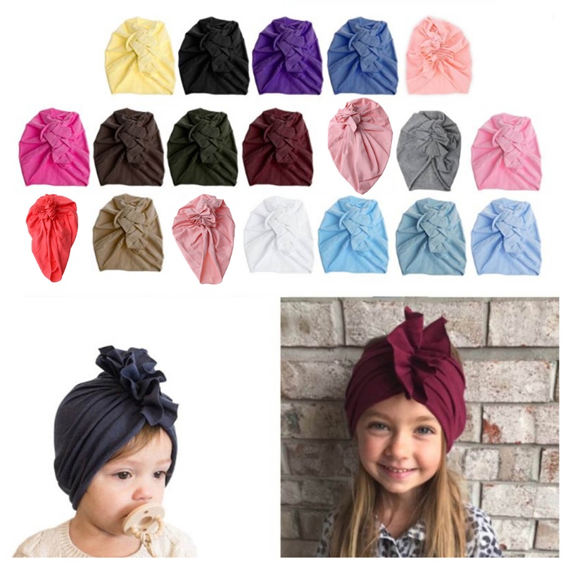 Mũ Turban Màu Trơn Phong Cách Công Chúa Dành Cho Bé Gái