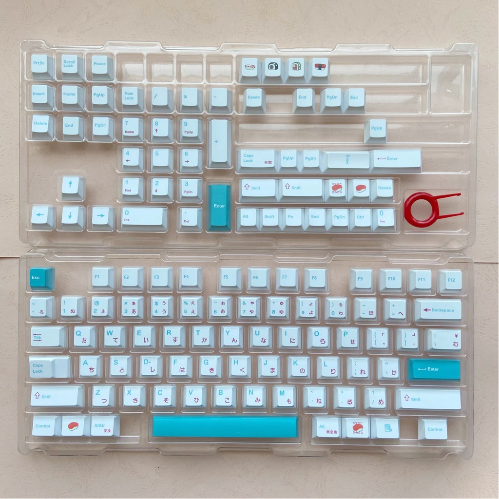 Keycap Sushi tiếng Nhật Nút bàn phím cơ không dây Cherry profile PBT 130 phím Adapts To 104/68/87/980 mechanical keyboards