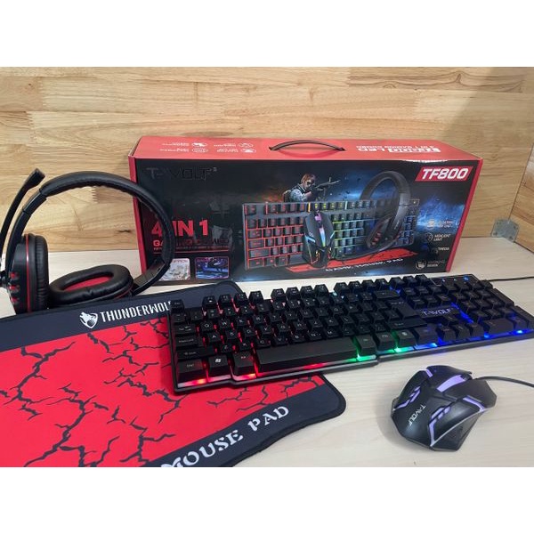 Combo 4in1 Keyboard + Mouse + Tai nghe + Padmouse T-WOLF TF800