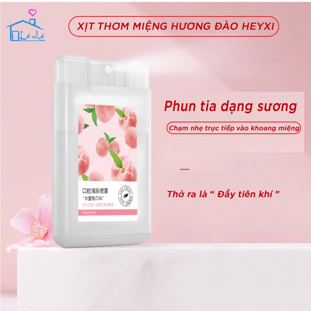 Xịt Thơm Miệng Heyxi Hương Đào - Hương Bạc Hà Thơm Mát, Nước Hoa khử mùi nước thơm miệng