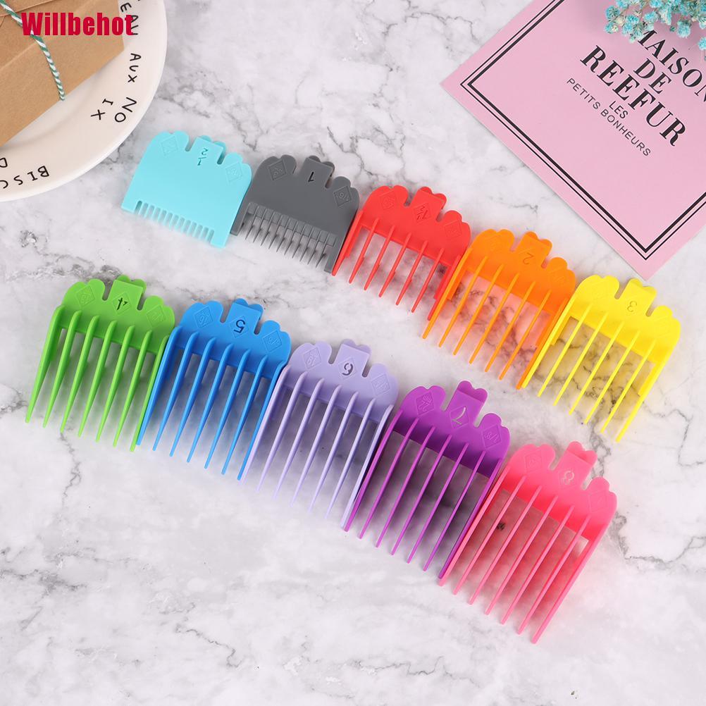 [Willbehot] 10Pcs Barber Shop Styling Comb Sets Clipper Hair Limit Comb Trimmer Attachment [Hot]