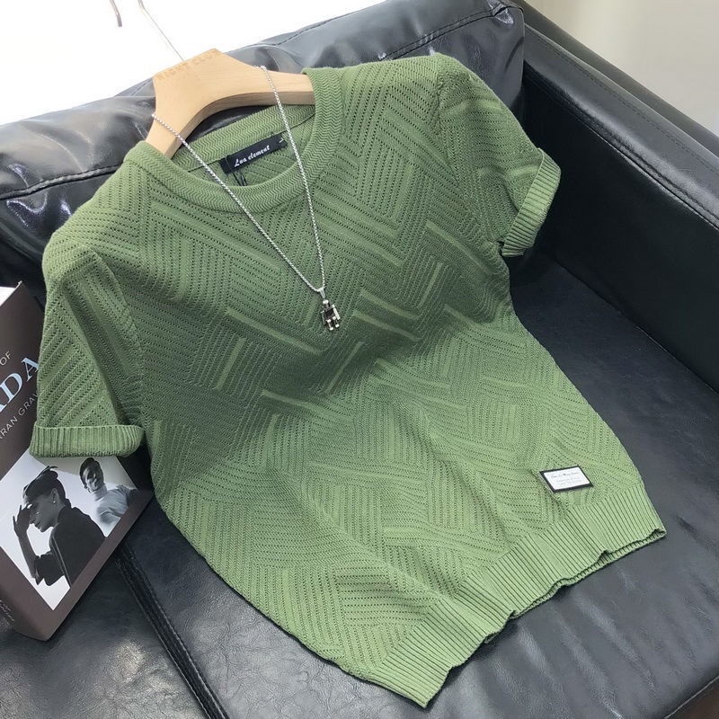 Áo Thun Dệt Kim Tay Ngắn Dáng Ôm Thiết Kế Trẻ Trung Hợp Thời Trang Cho Nam