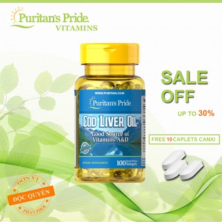 Dầu gan cá tuyết Cod Liver Oil giúp sáng mắt Puritan's Pride  100 viên
