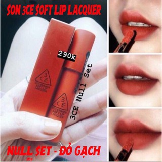 Son kem lì 3CE Soft Lip Lacquer #Null Set – Đỏ Gạch