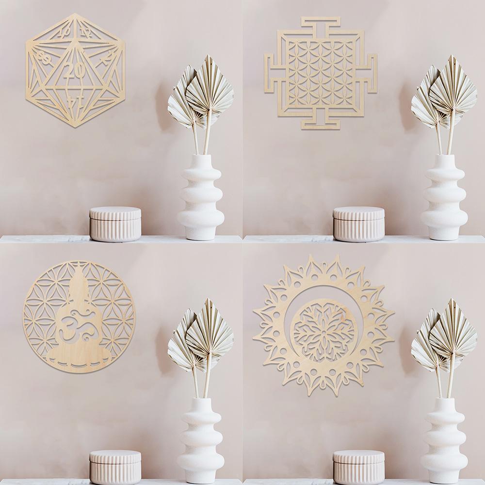 FOREVER Tấm Lót Ly Bằng Gỗ Cắt Laser 8 Kiểu Họa Tiết Hoa Độc Đáo Trang Trí Nhà Cửa