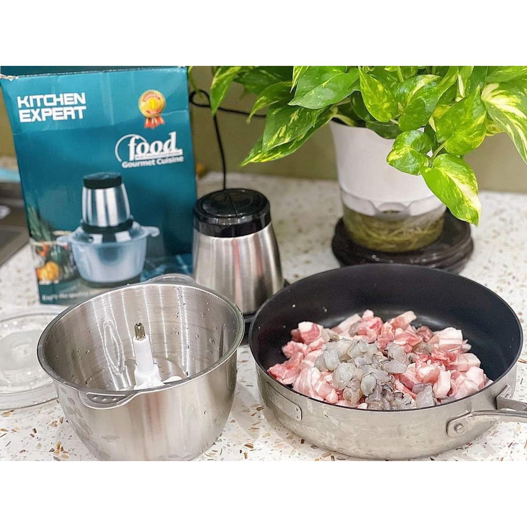 MÁY XAY THỊT ĐA NĂNG CỐI INOX 2L Máy Xay Thực Phẩm Kitchen Expert 250W Siêu Khỏe Lưỡi Dao 4 Chiều - GIA DỤNG SMARTSUN