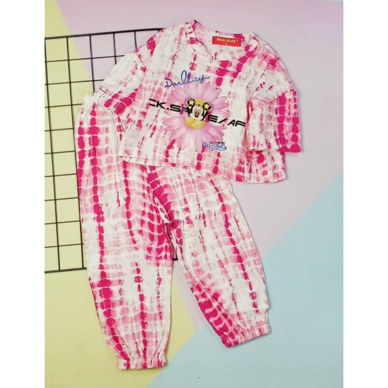 Đồ Bộ Bé Gái Áo Cộc Tay Quần Dài Cotton Xuất 10-24kg