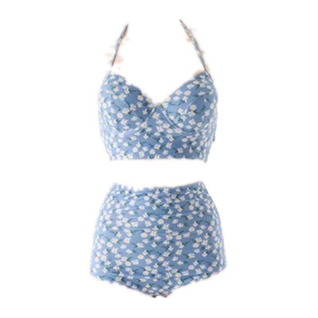 Bikini hoa nhí quần cạp cao tôn đáng