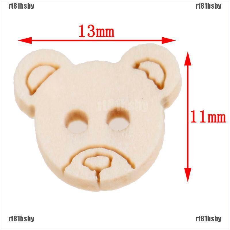 Bộ 20 Cúc Áo Gỗ 2 Lỗ Hình Gấu Teddy Dễ Thương Rt81Bsby