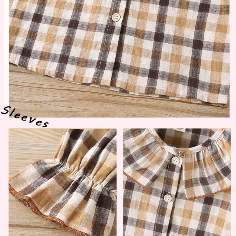 Set Áo Và Chân Váy Caro Thời Trang Cho Bé Gái