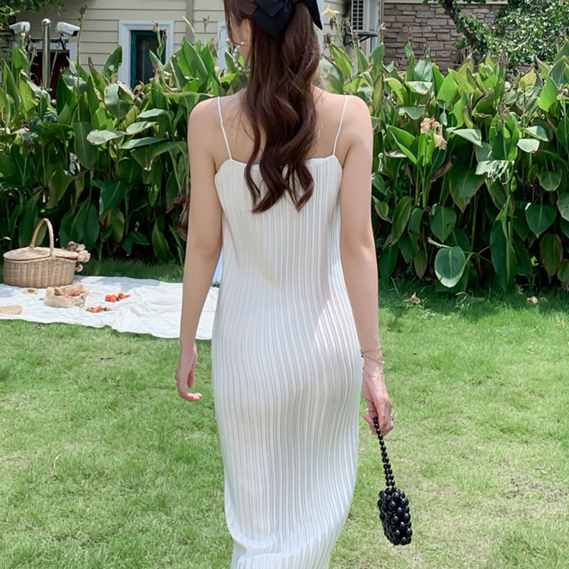 IELGY  Đầm Hai Dây Màu Trắng Thời Trang Cho Nữ