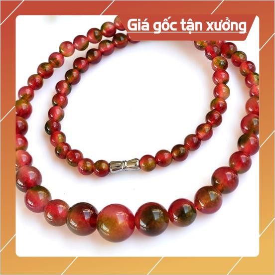 Chuỗi vòng cổ đ.á Tour.maline dưa hấu, hợp mệnh Hỏa, Thổ
