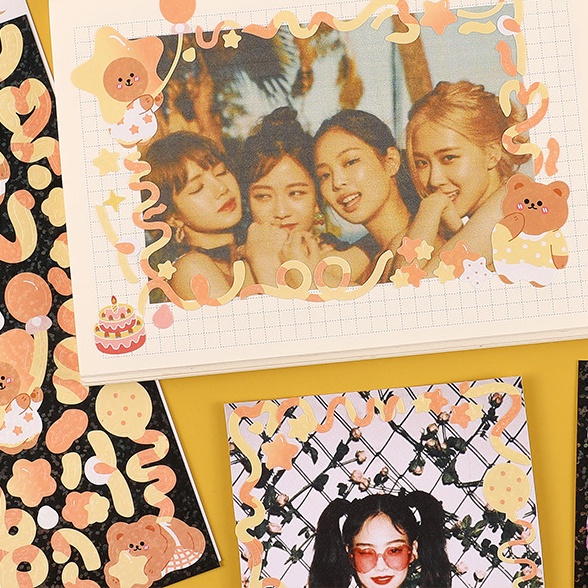 PeachSticker Dán Trang Trí Điện Thoại/Album Ảnh Tự Làm Hình Gấu Dễ Thương Sáng Tạo