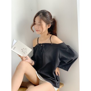 Áo lụa trễ vai rút dây TKA156 1994CLOSET