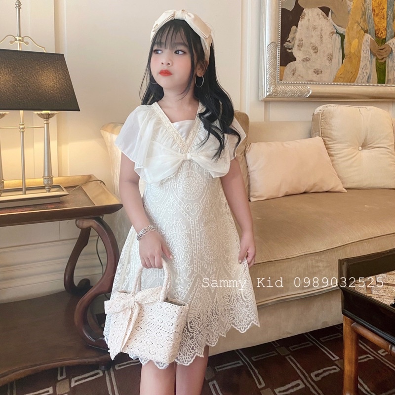 Váy Ren Nơ Tiểu Thư cao cấp cho bé gái size đại 15-40kg sang chảnh Nữ tính