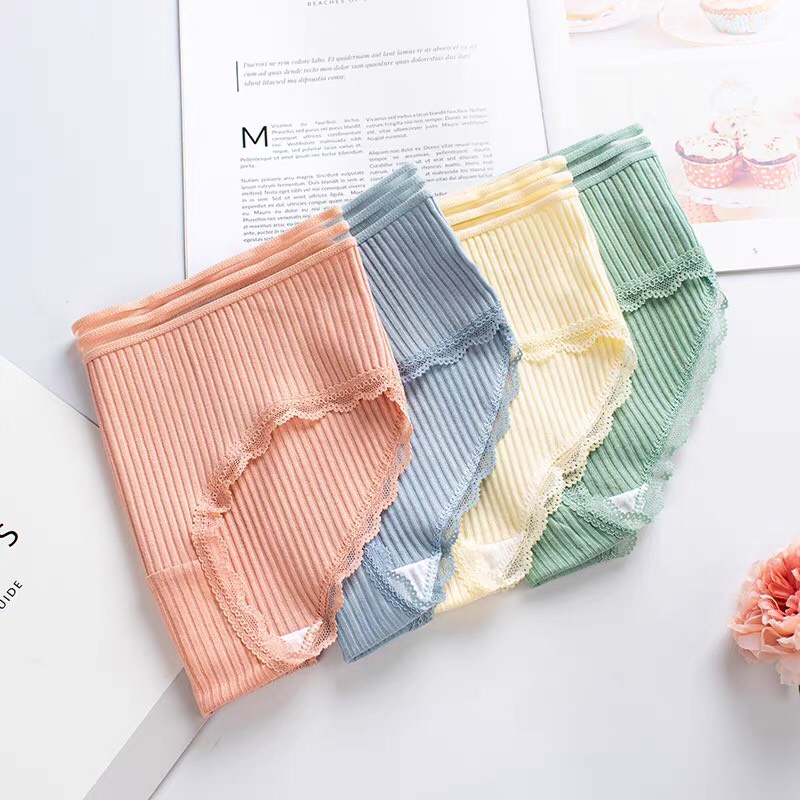 Quần Lót Nữ Cotton Gân Tăm Cạp Lưới Phối Viền Ren Điệu Đà Quyến Rũ Mã Ql95 PINK STORE | BigBuy360 - bigbuy360.vn