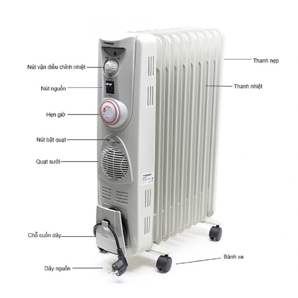 Máy sưởi dầu Tiross 11 thanh TS9217 (2200W)