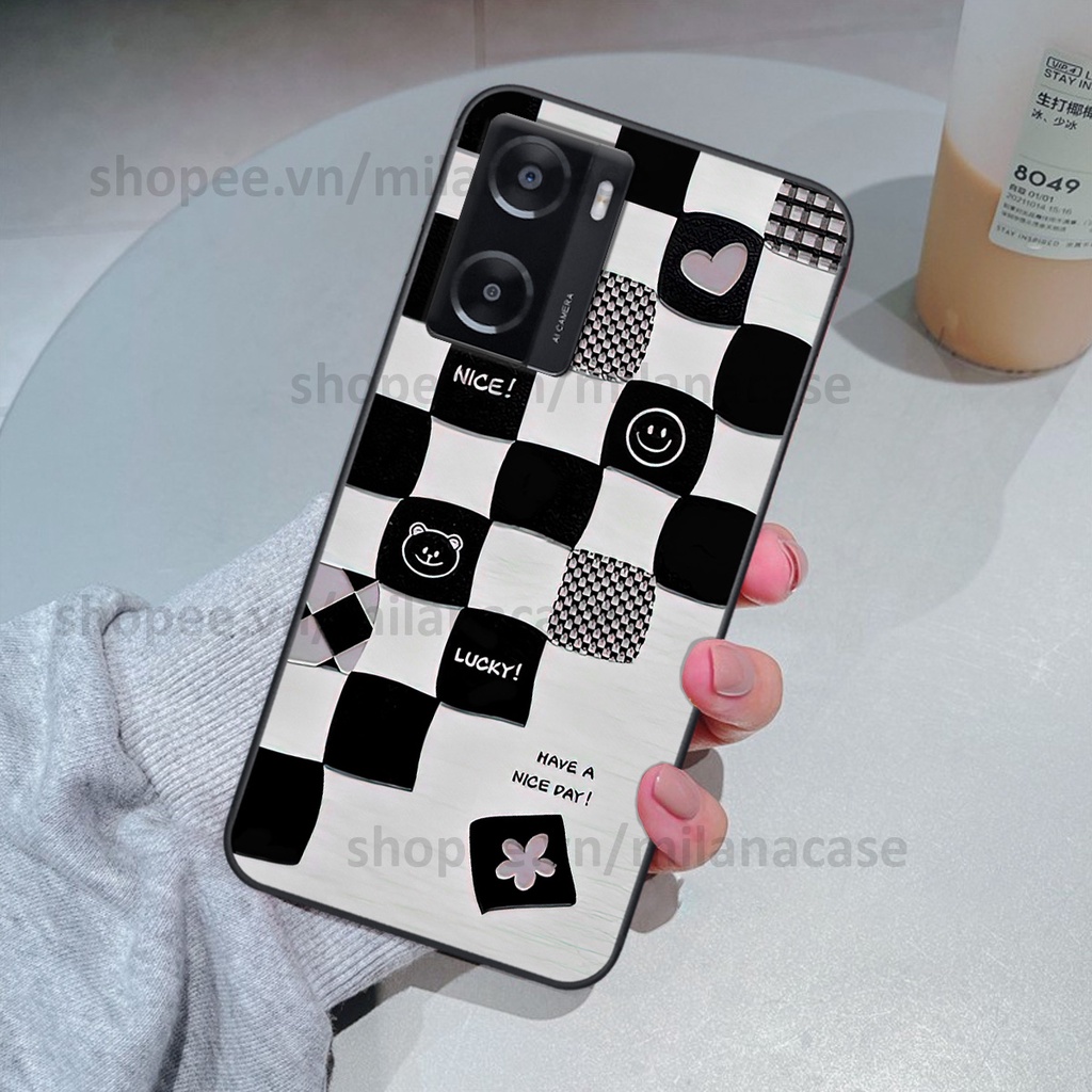 Ốp Oppo A57 4G 2022 in hình caro trái tim siêu đẹp, siêu nét đầy phong cách cá tính