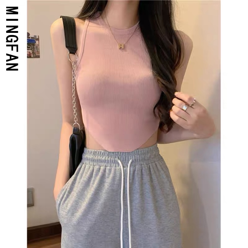 MS624 Áo kiểu nữ sát nách cổ yếm vạt bầu