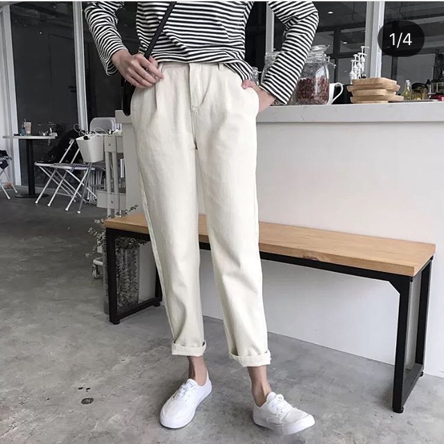 Baggy jean đen-trắng