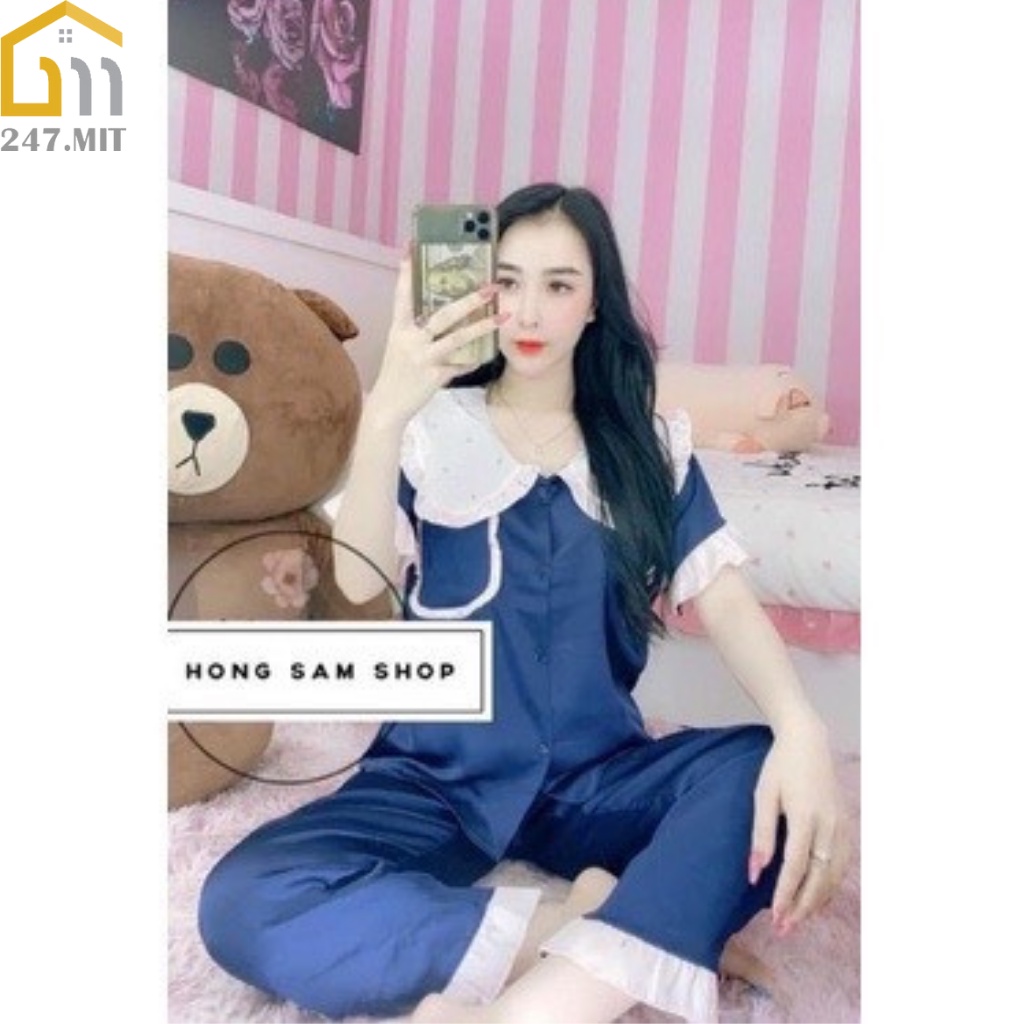 [Mã SKAMCLU7 giảm 10% tối đa 50K đơn 0Đ] Bộ lụa ngủ quần dài áo cộc tiểu thư