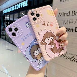 Ốp lưng viền vuông bảo vệ camera cho iPhone 6+ đến 12 Pro max in hình siêu cute dễ thương