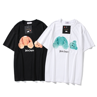 Áo Thun Ngắn Tay Chất Liệu Cotton In Hình Gấu Palm Angels Thời Trang Cho Cặp Đôi