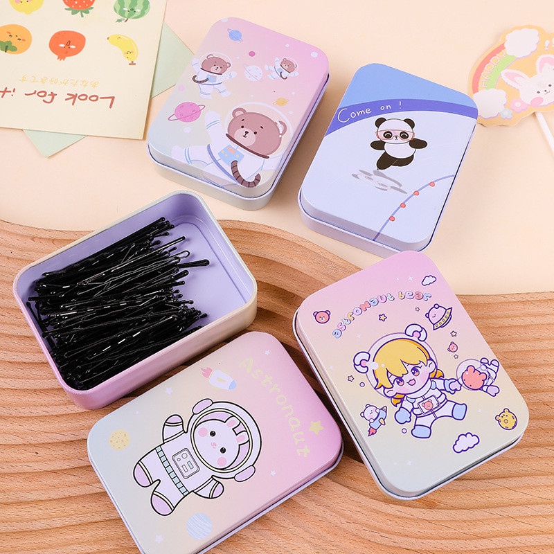 Hộp thiếc mini chữ nhật đựng đồ đa năng có nắp đậy tiện dụng họa tiết hoạt hình dễ thương Ting Ting