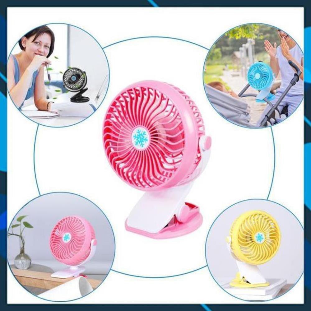 Quạt mini kẹp bàn xe đẩy cầm tay hoặc để bàn Pin sạc tích điện mã 17010