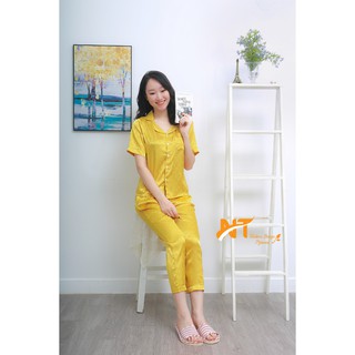 BỘ LỤA LV QUẦN DÀI TAY CỘC (LỤA CAO CẤP )