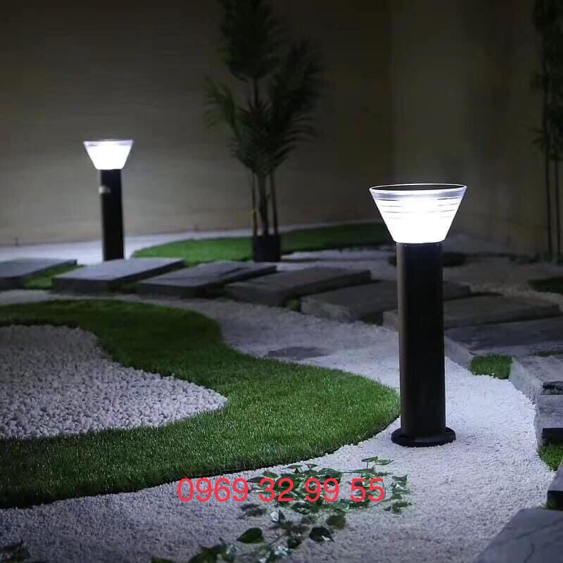 Đèn sân vườn - đèn nấm NLMT, dẫn lối Năng lượng mặt trời, MV-NLMT451, 4.5w, Vỏ đen. AS: vàng ấm. BH:12 Tháng