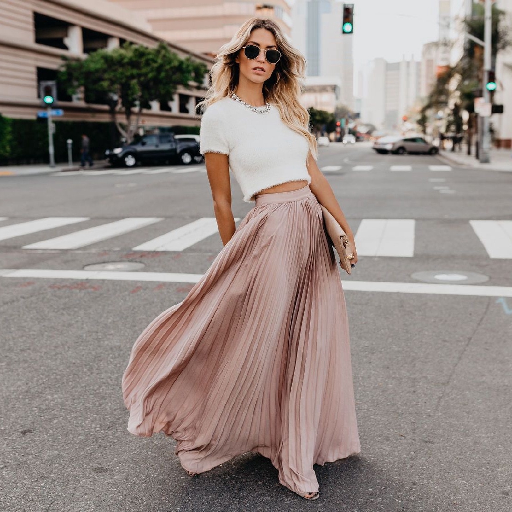 Chân váy dài lưng cao màu trơn phong cách vintage thời trang cho nữ | BigBuy360 - bigbuy360.vn