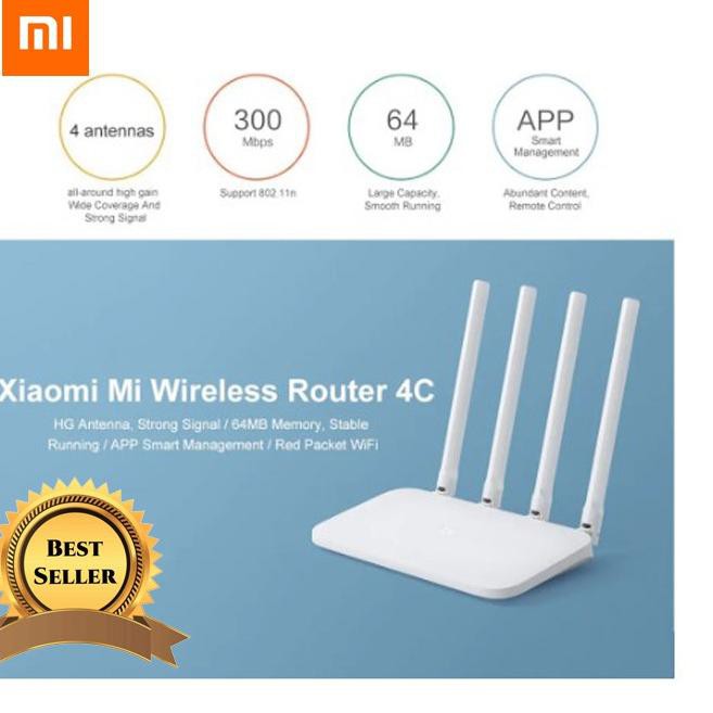 Thiết bị phát Wifi không dây Xiaomi Mi 4C Mi 2.4GHz 300Mbps 4AC MiWifi | BigBuy360 - bigbuy360.vn