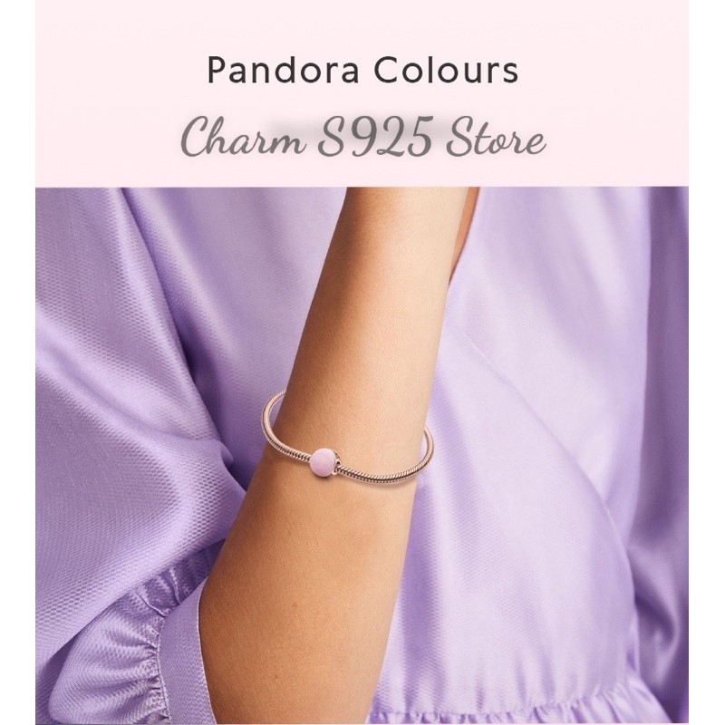 charm pan xỏ ngang đính đá hồng bạc s925 cao cấp