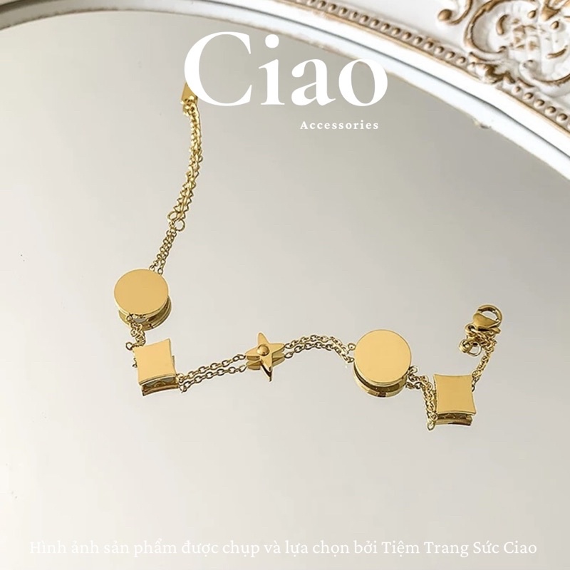[LUXURY] Vòng tay/ Lắc tay titan nguyên chất 100% không gỉ thiết kế hoa bốn cánh Victoria Ciao